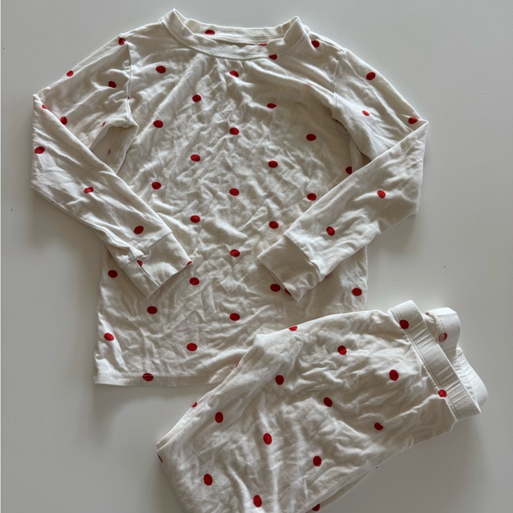 Kids White Pajamas with Red Polka Dots Shop Plain Jane size 8-9